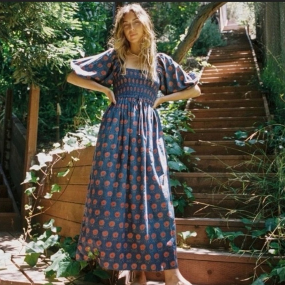 Christy Dawn Indigo Sunflower Katrina Dress